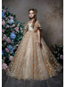 Flutter Sleeves Star Lace Tulle Keyhole Back Flower Girl Dress